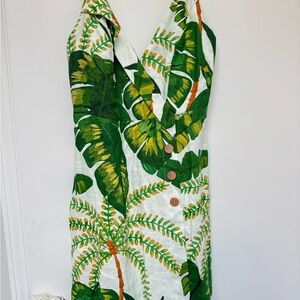 FARM Rio Green Leaf Print Dress